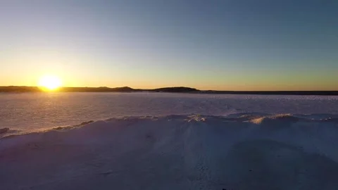 A sun set on Lake Superior in winter Stock Footage 137340519
