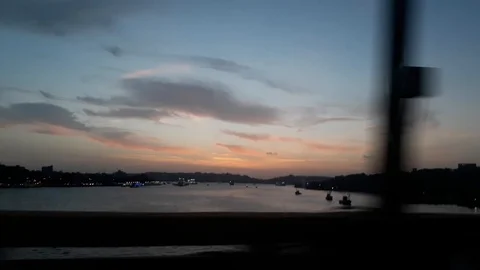 Sun set lake view in lake goa travel Stock Footage 105066108
