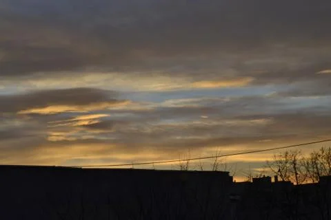 Sun Set Light Reflected On Clouds, Landscape, Nature, Earth Stock Photos