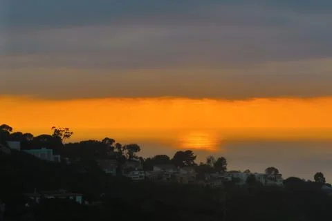 Sun set on mount soledad Stock Photos