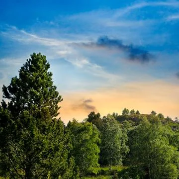 Sun set in the mountain. Beautiful mountains landscape. Stock Photos