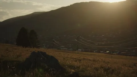 Sun set mountain village Stock Footage 280194711