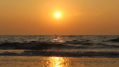 Sun set on a sea beach Stock Footage 107473447