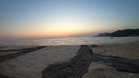 Sun set at sea horizon, time laps, timelaps video Stock Footage 160624484