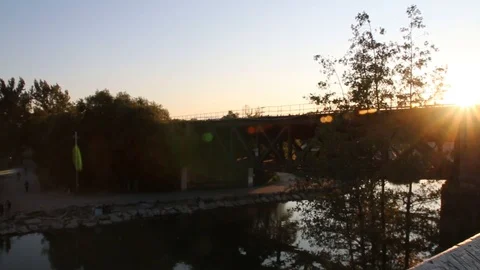 Sun set &amp;  theTrain Stock Footage 88637230