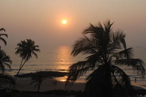 Sun set at Wagator beach at Goa  Stock Photos