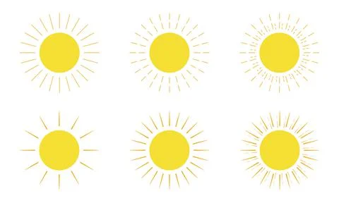 Sun set yellow colored on a white background Stock Illustration