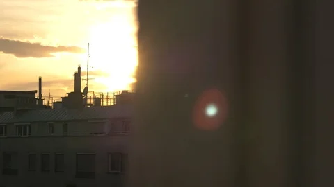 Sun is seting above the city Video stock 81481885