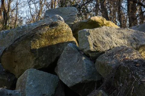 Sun seting on giant rocks 스톡 사진