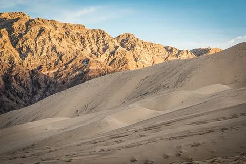Sun Sets Across Eureka Dunes Stock Photos