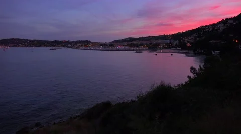 The sun sets along France's amazing Cote D'Azur. Stock-Footage 41587804