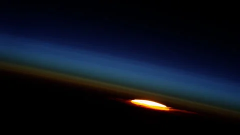Sun Sets Behind Earth As Seen From The International Space Station Stock Footage 134078996
