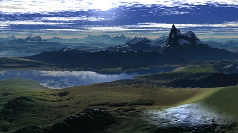 Sun sets between two peaks Stock Footage 36778247