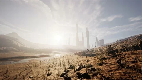 The sun sets in the city of the future 스톡 동영상 169597863