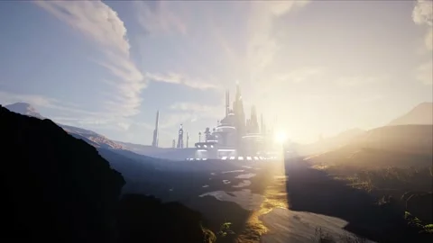 The sun sets in the city of the future 스톡 동영상 169597964