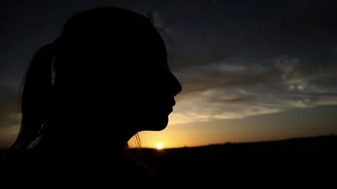 The sun sets, creating a beautiful silhouette Stock Footage 99326788