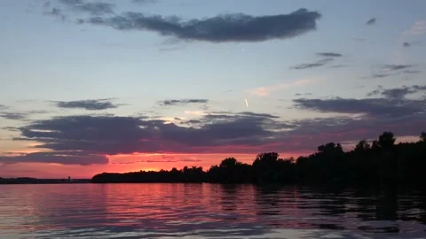 Sun sets on Danube Stock Footage 135665301