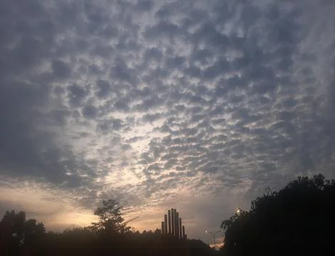 The sun sets in the evening (Sunset view) Stock Photos