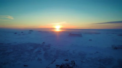 The sun sets in a fog Stock Footage 126933998