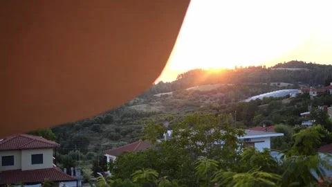 As sun sets, mountain and nature come alive with beautiful colors The sunset's Stock Footage 280305631