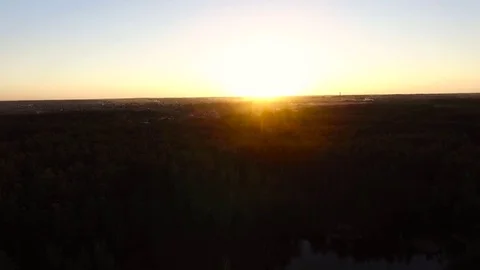 The sun sets over the forest Stock Footage 75617966
