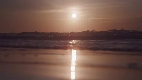 Sun Sets Over Ocean Shore Stock Footage 208776478