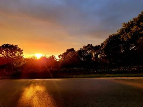 The sun sets over South Post on Sept. 10, 2022, at Fort McCoy, Wis. Fort M... Fotos Stock