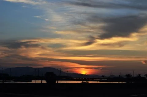 Sun sets Stock Photos