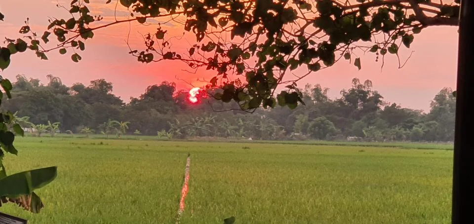 The sun sets Stock Photos