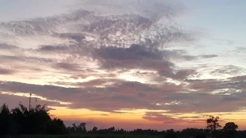 Before the sun sets, the sky and clouds beautiful. Stock Photos