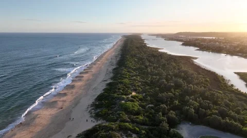 Sun is setting on the 90-mile beach Stock Footage 279787989
