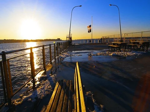 Sun Setting With The American Flag 스톡 동영상 73611630