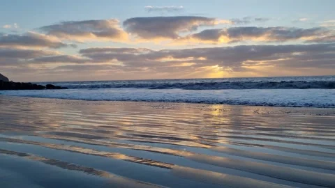 Sun Setting on the Atlantic Ocean in Tenerife Canary Island Spain Video stock 307632694