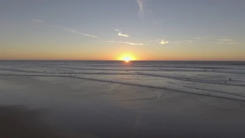 Sun setting on the beach skyline Stock Footage 86956067