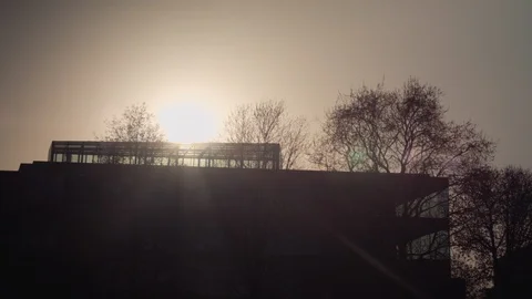 Sun Setting Behind Building, Timelapse Stock Footage 88829612