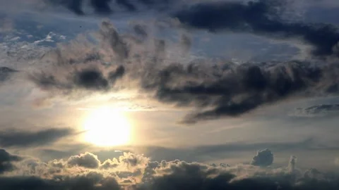 The sun is setting behind the clouds. Stock Footage 296823709