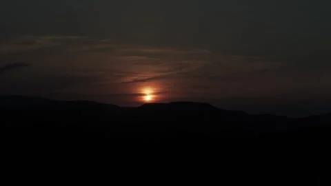 Sun Setting Behind Mountain Ridge Sunset Atmospheric Sky Eclipse Landscape Stock Footage 344035872
