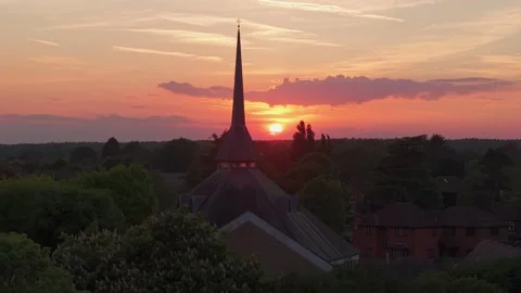 Sun Setting Behind St Bartholomew Church, St Albans Stock-Footage 320188258