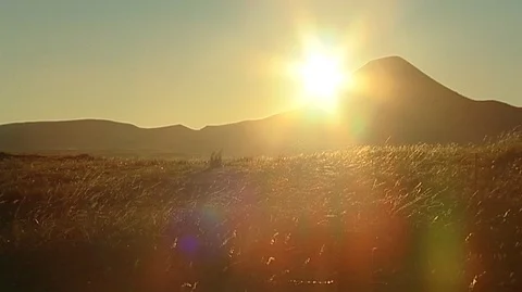 Sun Setting Behind Sweetgrass Hills, Montana Stock Footage 93523374