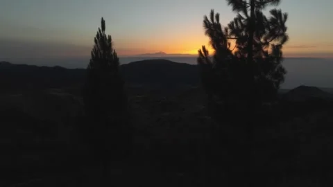 Sun setting behind Teide volcano in Canary Islands, Spain Stock Footage 315131756