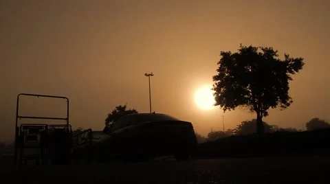 Sun setting behind tree Vídeos de archivo 45299183