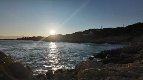 Sun setting on the catalan coast Stock Footage 307431362