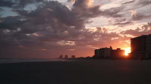 Sun setting at Cherry Grove Beach, SC Video stock 49229829