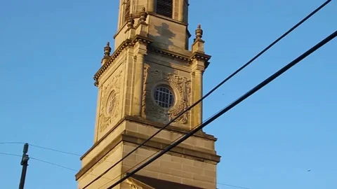 Sun Setting on Church Stock Footage 83695529
