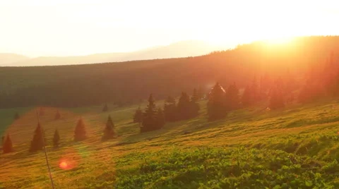 Sun Setting Down Behind Snezka Mountains Stock Footage 64071249
