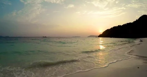 Sun Setting Down Over Andaman Beach Stock Footage 93124572