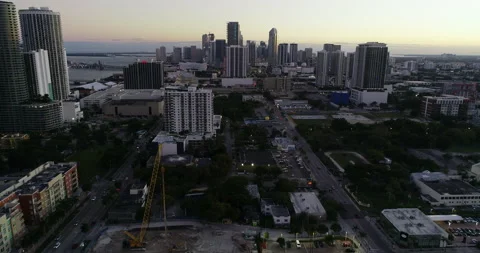 Sun Setting on downtown Miami Stock Footage 172164883