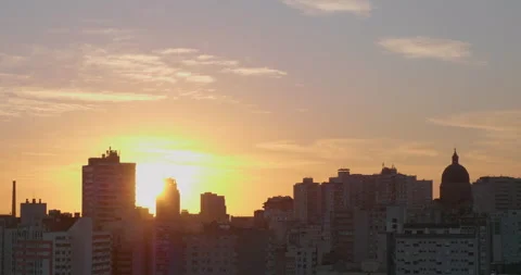 Sun setting in downtown Porto Alegre Stock Footage 136547966