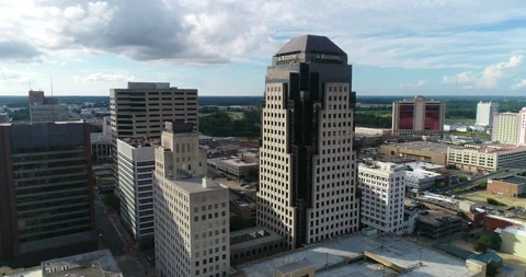 Sun setting on downtown Shreveport Stock Footage 201284871