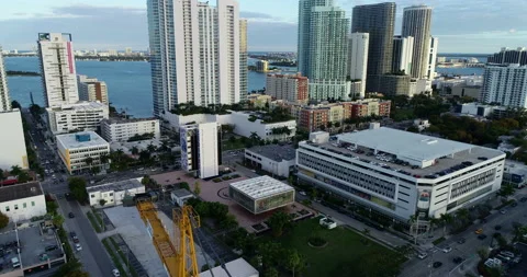 Sun setting on Edgewater in Miami Stock Footage 172507265